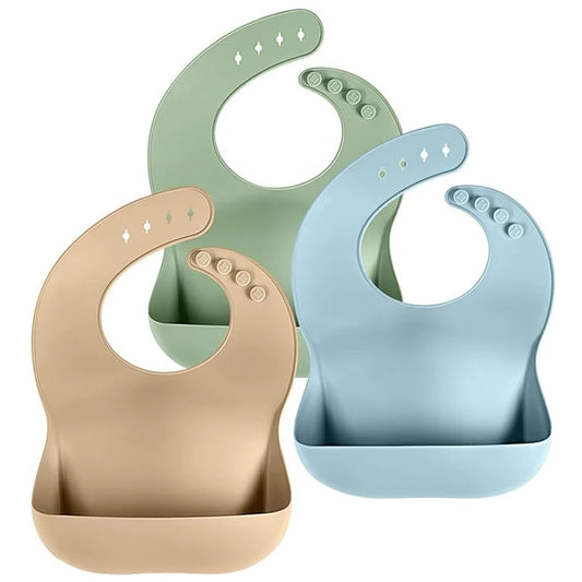 Adjustable Silicone Baby Bib with Food Catcher